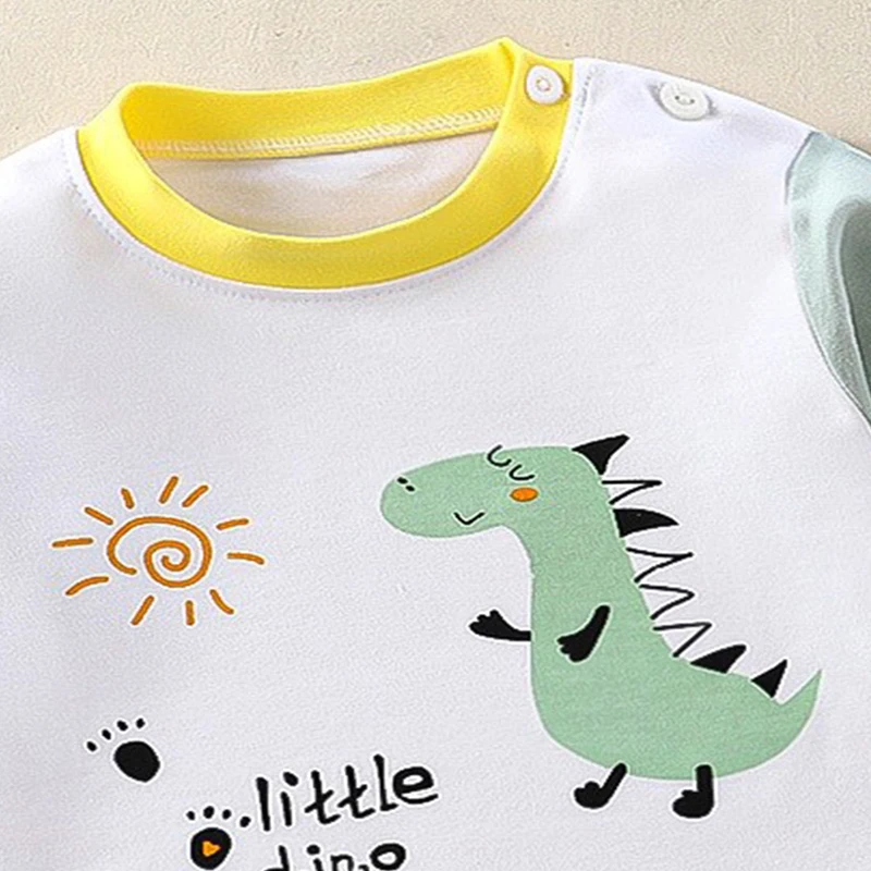 Cartoon Print Pajama Suit Tops+Pants 2-piece Set Underwear Kids Boys Girls Baby Cotton Sleepwear Spring Autumn Clothes 1-6 Year
