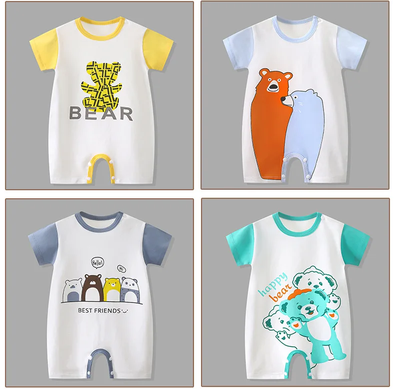 Summer cartoon Baby One-piece Clothes Romper Short Sleeve Climb Clothing Newborn Jumpsuits Toddler Girl boy Onesie