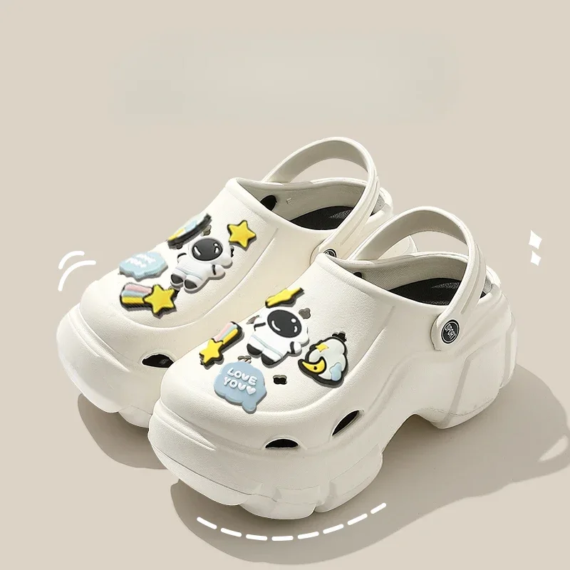 New Sandal Slippers DIY Women Mules Summer Cute Cartoon Clogs Beach Sandals Cave Hole Female Garden Shoe For Students Girls