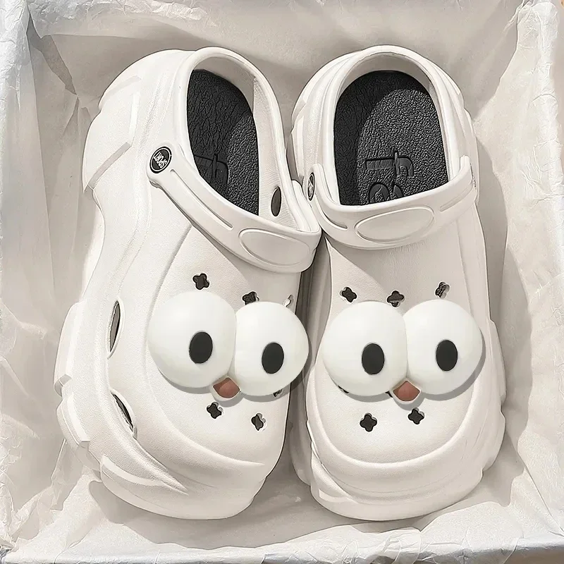 New Sandal Slippers DIY Women Mules Summer Cute Cartoon Clogs Beach Sandals Cave Hole Female Garden Shoe For Students Girls