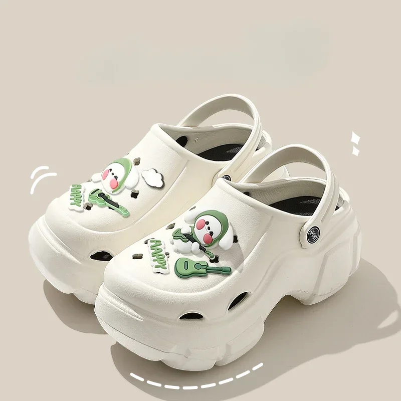 New Sandal Slippers DIY Women Mules Summer Cute Cartoon Clogs Beach Sandals Cave Hole Female Garden Shoe For Students Girls
