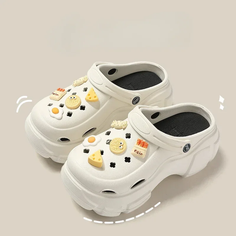 New Sandal Slippers DIY Women Mules Summer Cute Cartoon Clogs Beach Sandals Cave Hole Female Garden Shoe For Students Girls