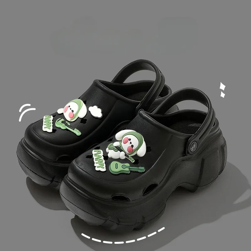 New Sandal Slippers DIY Women Mules Summer Cute Cartoon Clogs Beach Sandals Cave Hole Female Garden Shoe For Students Girls