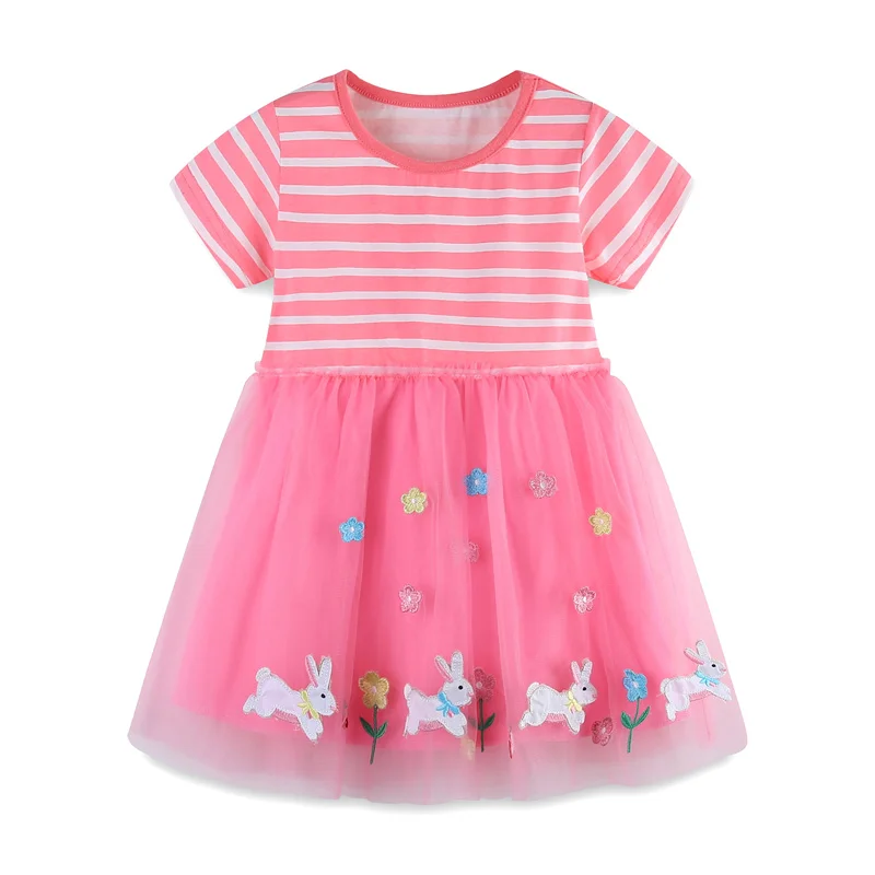 Jumping Meters Fairy Tale Summer Princess Girls Dresses Kids Vestidos Party Birthday Baby Clothing Embroidery Dress Wedding