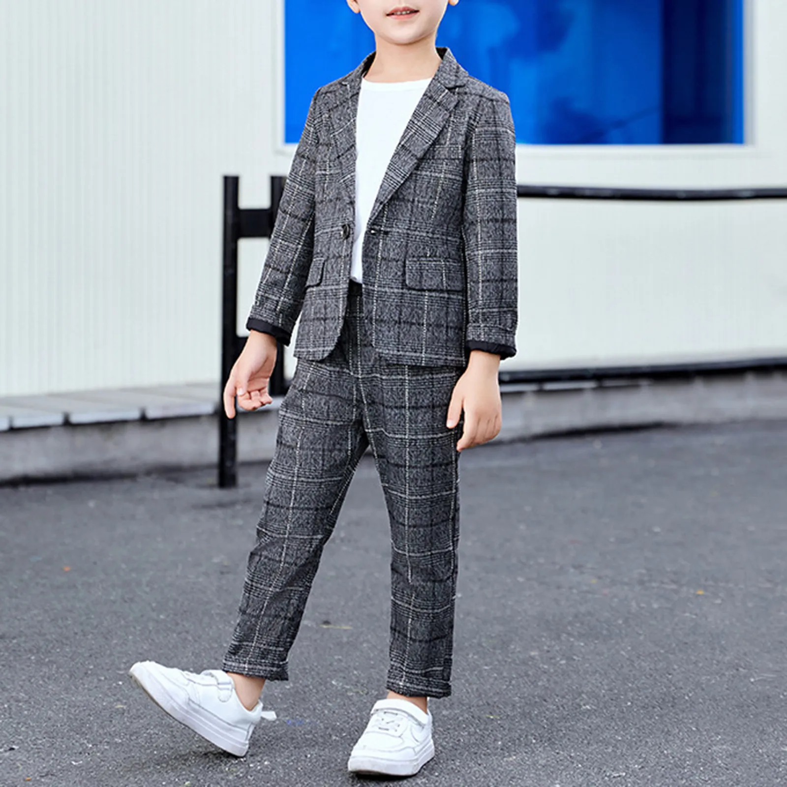 Classic Kids Piano Clothing Sets Formal Checkered Baby Boy Wedding Suits Dresses Children Festive Costume Elegant School Uniform