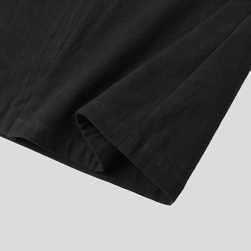 INCERUN Fashion Men Trench Solid Coats Open Stitch Long Sleeve 2024 Casual Japanese Kimono Streetwear Cotton Outerwear Cardigan