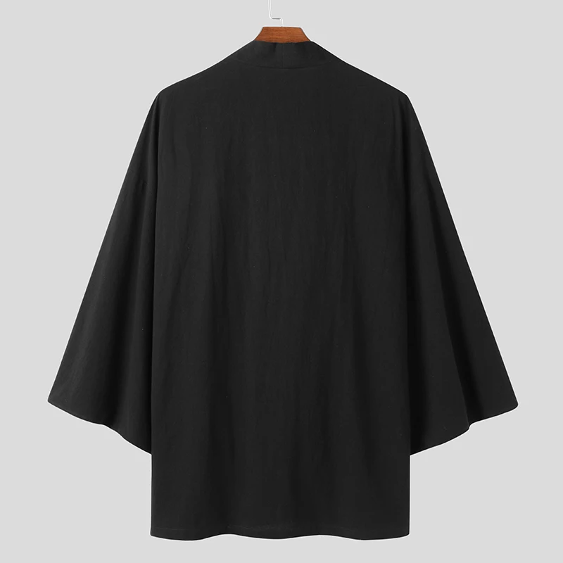 INCERUN Fashion Men Trench Solid Coats Open Stitch Long Sleeve 2024 Casual Japanese Kimono Streetwear Cotton Outerwear Cardigan