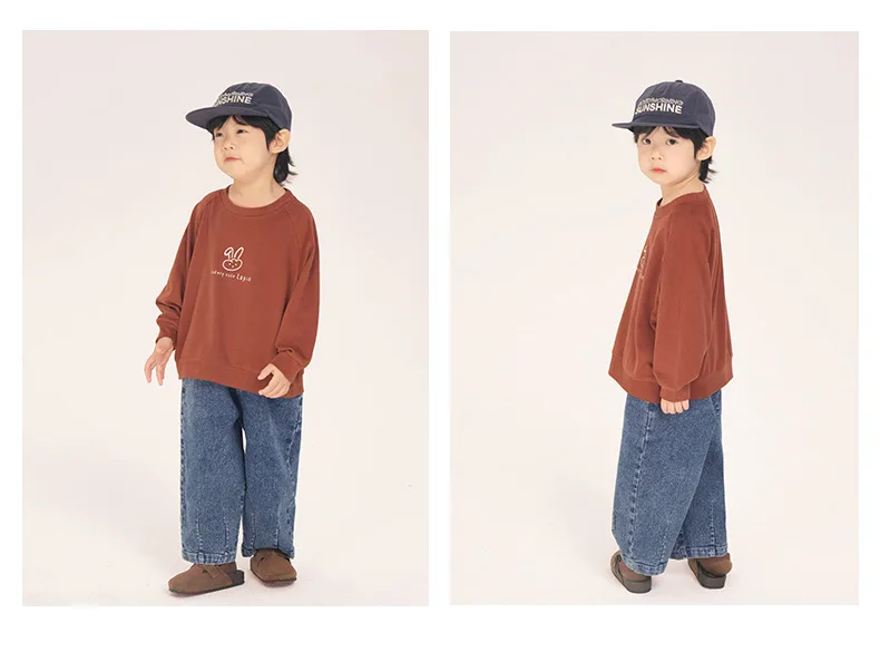 Children Clothing Boys Jeans 2024 Spring New Fashionable Korean Style Loose Casual Pants Solid Color Kids Denim Pants