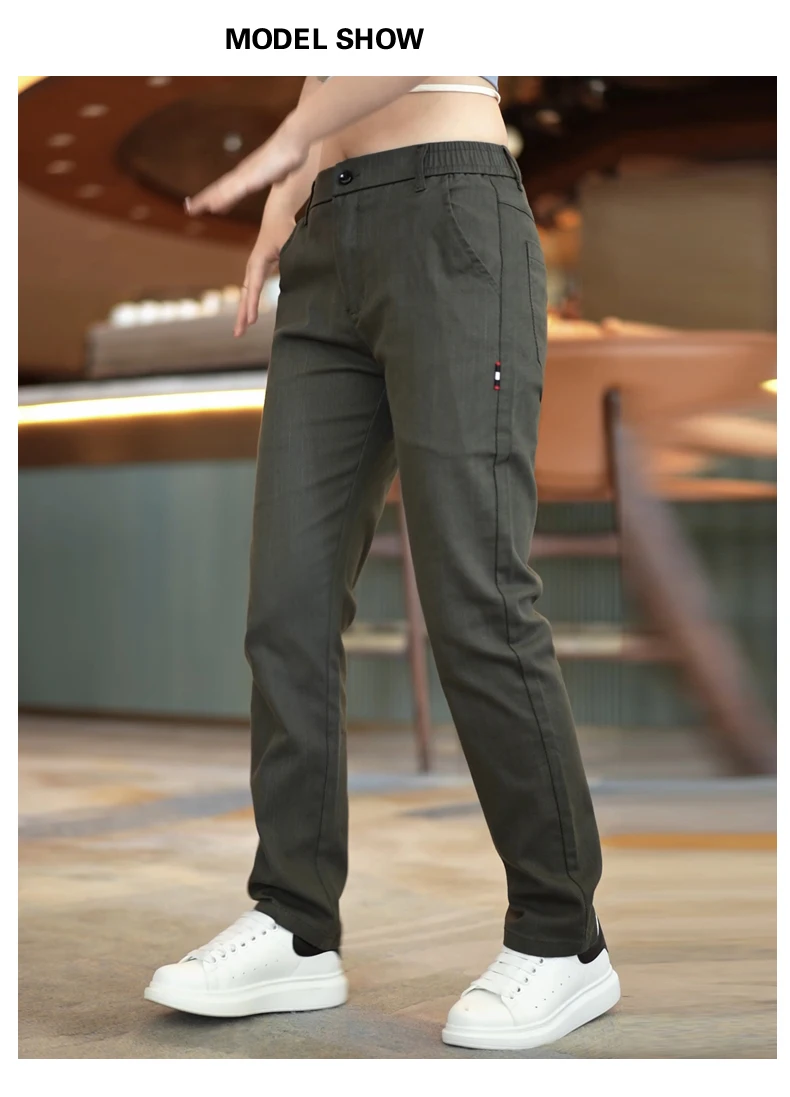 High Quality Brand Mens Mid-Waist Casual Pants Fashion Stretch Straight Comfort Trousers Four Seasons All-Match Men Pants