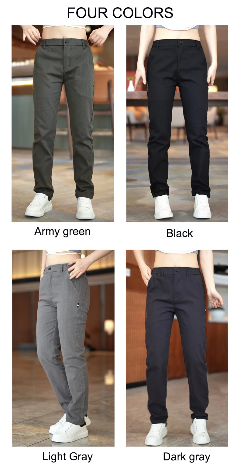 High Quality Brand Mens Mid-Waist Casual Pants Fashion Stretch Straight Comfort Trousers Four Seasons All-Match Men Pants