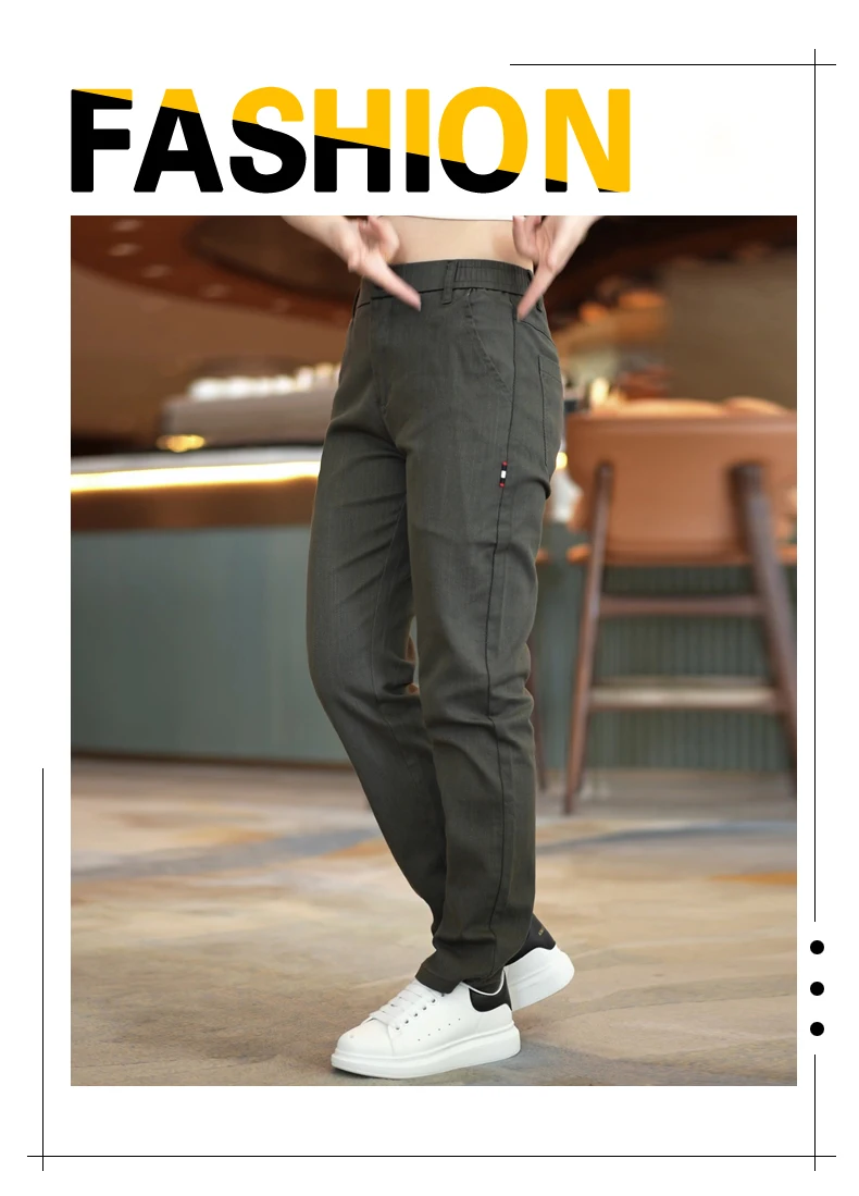 High Quality Brand Mens Mid-Waist Casual Pants Fashion Stretch Straight Comfort Trousers Four Seasons All-Match Men Pants