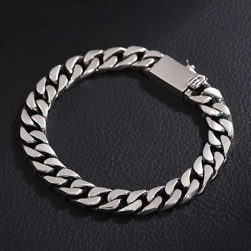 Factory Price 100% S925 Sterling Silver Bracelet 8MM Punk S925 Silver Jewelry Never Fade Men Jewelry Gifts