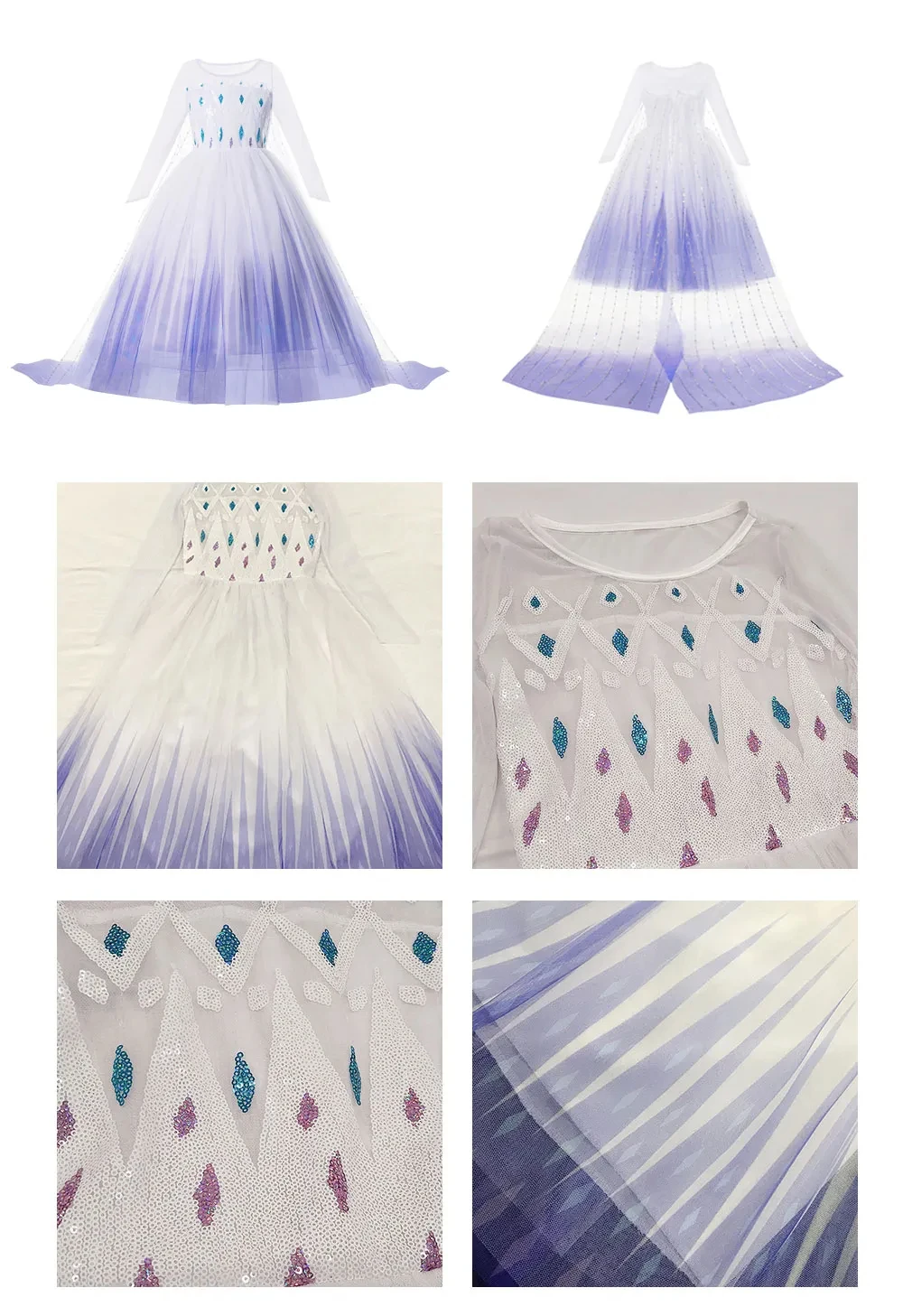 Snow Queen Girls Dress Princess Anna Elsa 2 Dresses Kids Fancy Children Vestidos Birthday Carnival Fancy Party Disguise