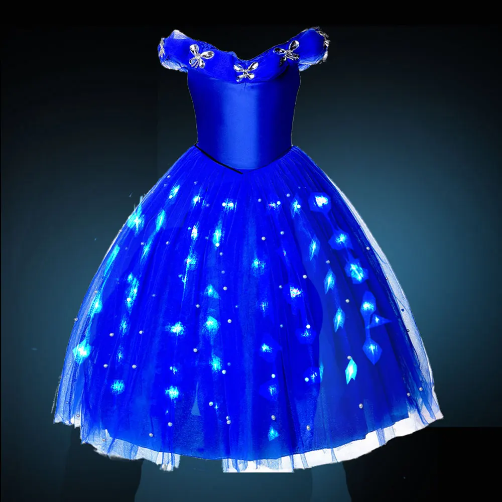 Light up Snow White Dress for Little Girl 2-10 Yrs Birthday Party Elsa Costume Princess Ball Gown with LED 2024 Rapunzel Cosplay