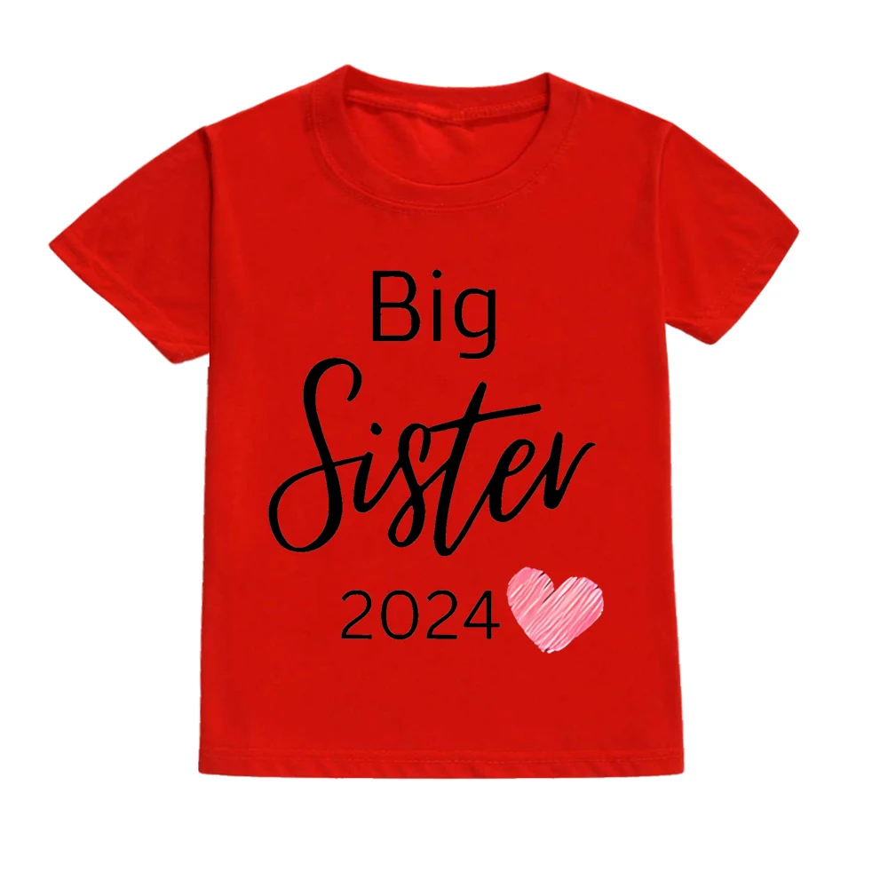 Big Sister Letter Printed Child Girls T-shirts Casual Loose Comfort Kid Tee Tops Short Sleeve Toddler Spring&Summer Kid Clothes