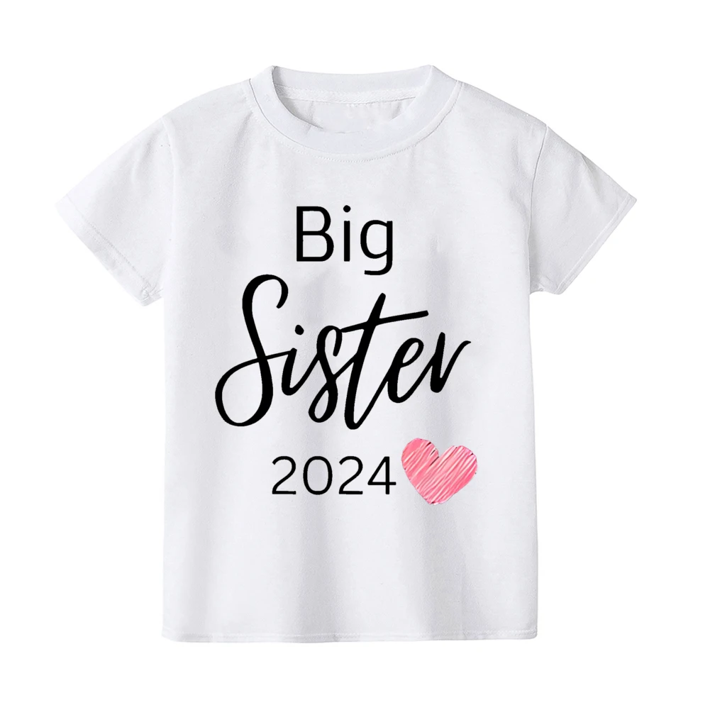 Big Sister Letter Printed Child Girls T-shirts Casual Loose Comfort Kid Tee Tops Short Sleeve Toddler Spring&Summer Kid Clothes