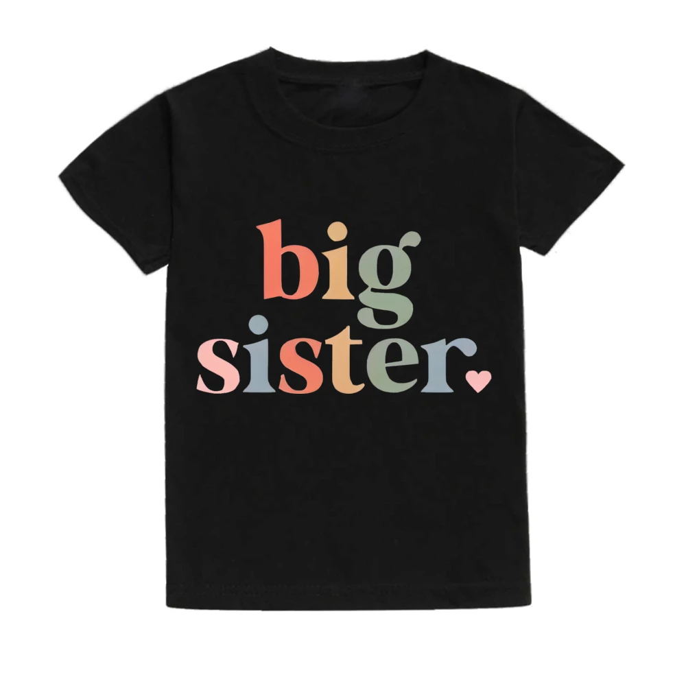 Big Sister Letter Printed Child Girls T-shirts Casual Loose Comfort Kid Tee Tops Short Sleeve Toddler Spring&Summer Kid Clothes