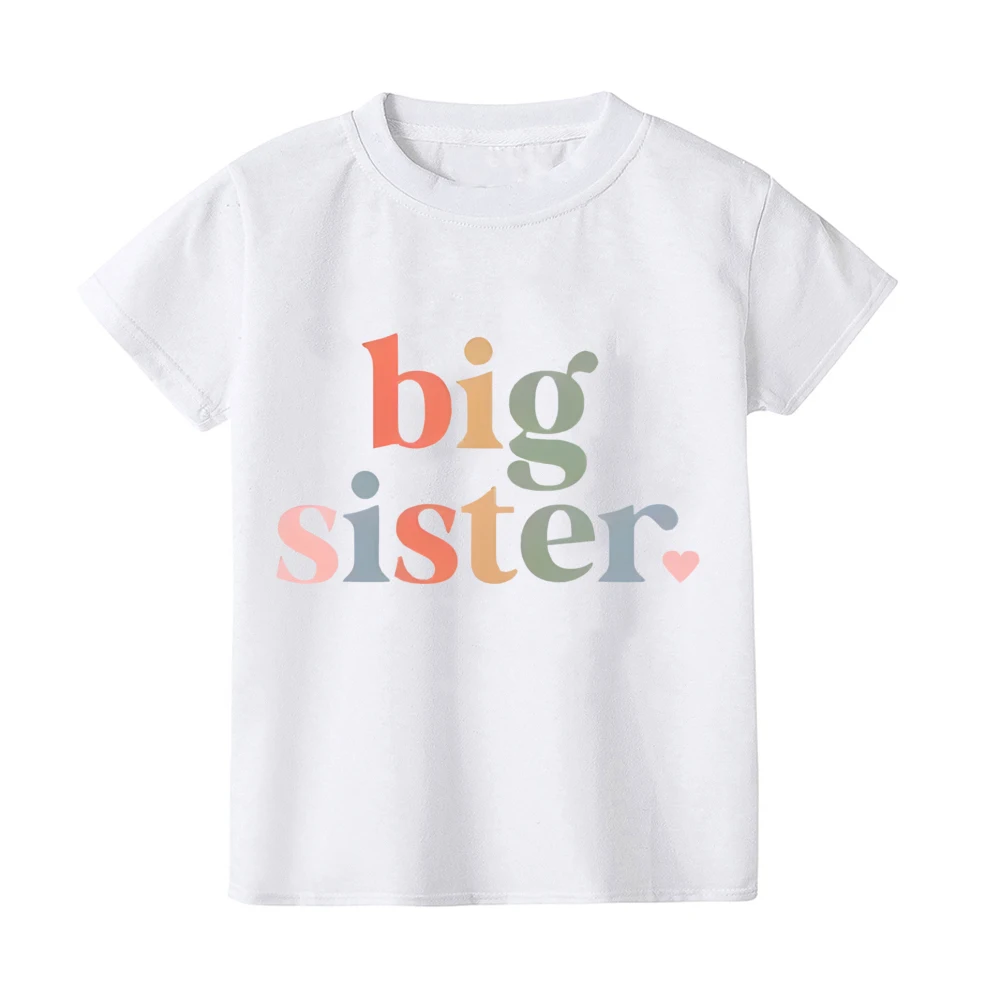 Big Sister Letter Printed Child Girls T-shirts Casual Loose Comfort Kid Tee Tops Short Sleeve Toddler Spring&Summer Kid Clothes