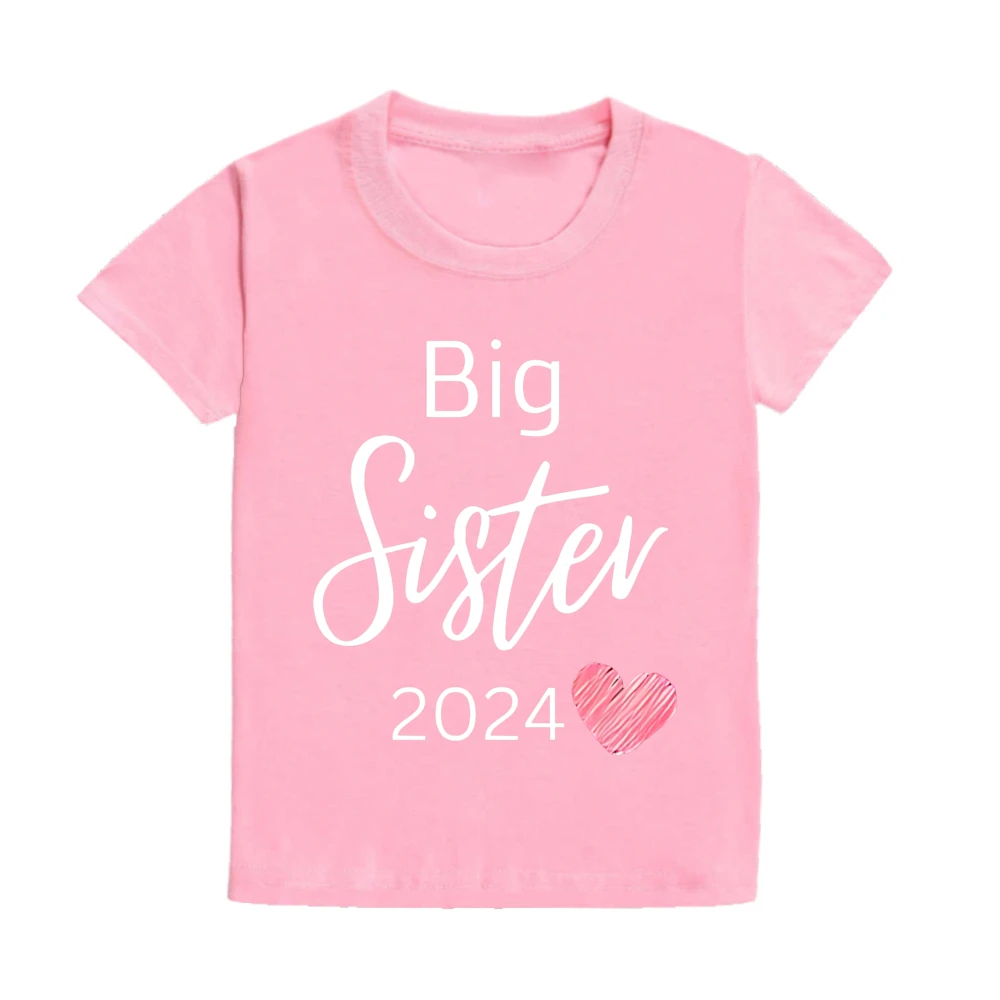 Big Sister Letter Printed Child Girls T-shirts Casual Loose Comfort Kid Tee Tops Short Sleeve Toddler Spring&Summer Kid Clothes