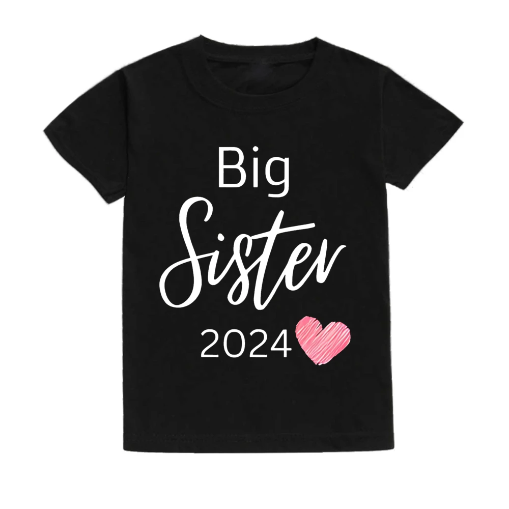 Big Sister Letter Printed Child Girls T-shirts Casual Loose Comfort Kid Tee Tops Short Sleeve Toddler Spring&Summer Kid Clothes
