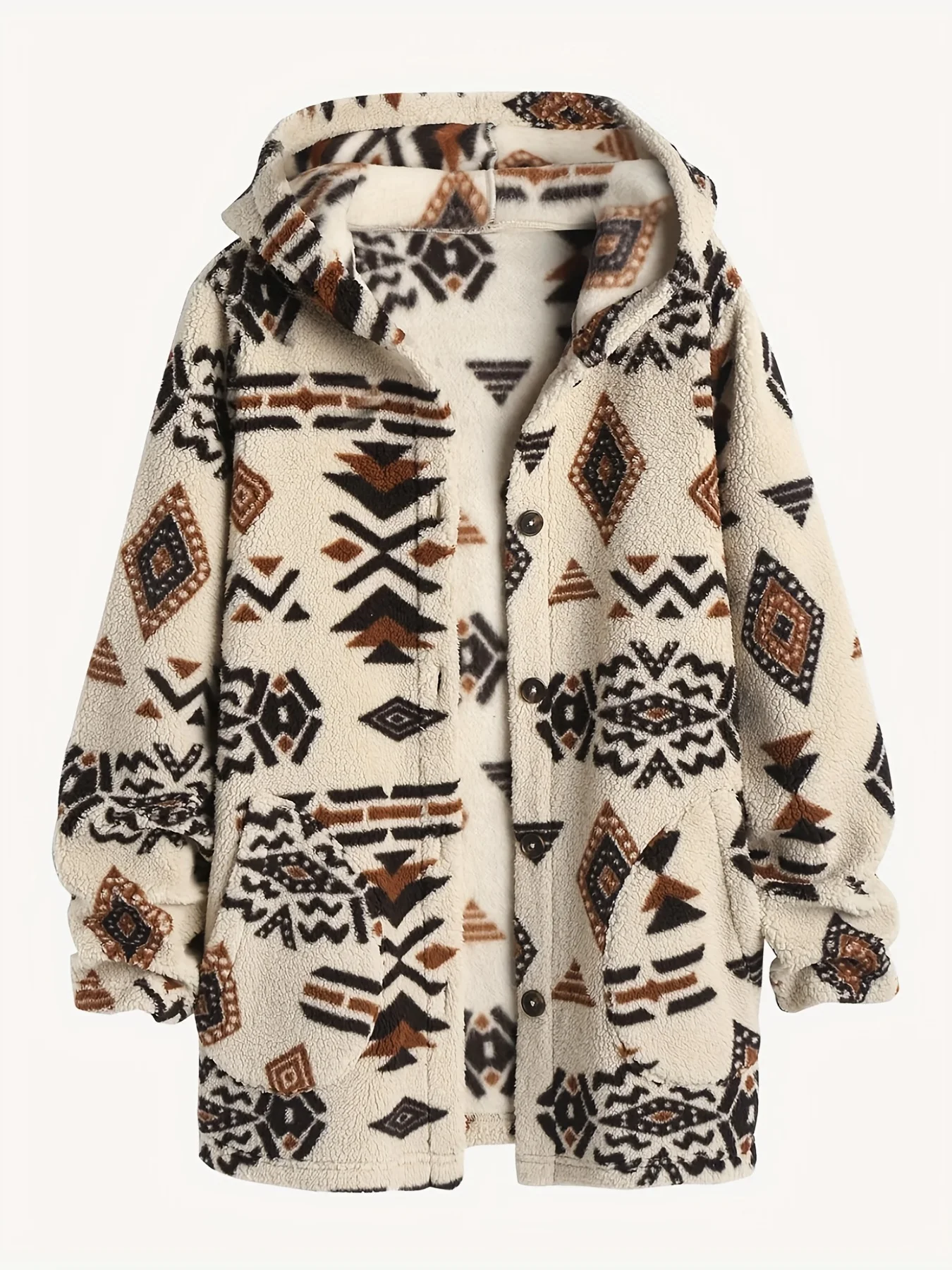 Women's Aztec National Printing Ultra-Fine Austrian Plush Coat Ladies Plush Coat