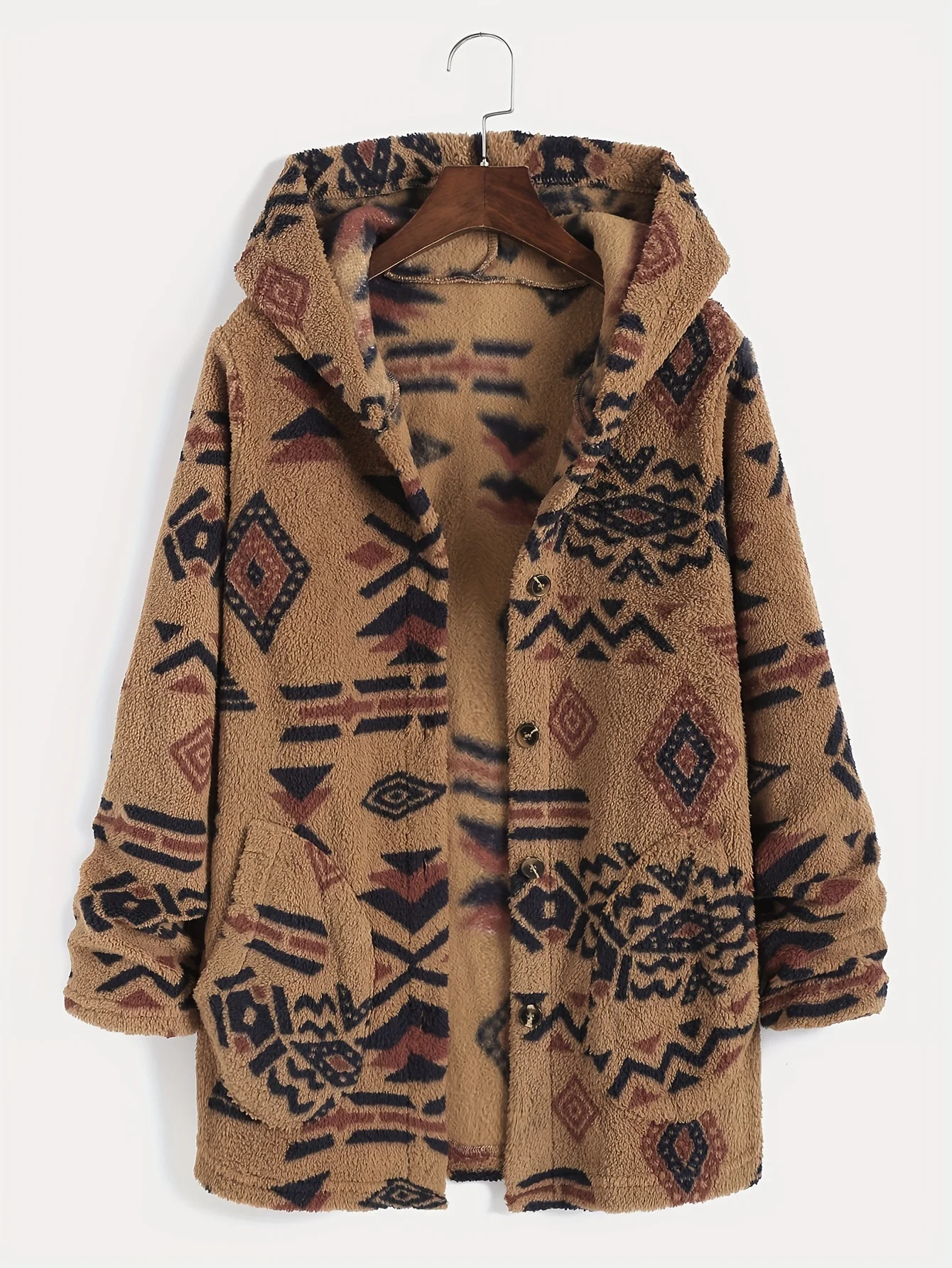 Women's Aztec National Printing Ultra-Fine Austrian Plush Coat Ladies Plush Coat