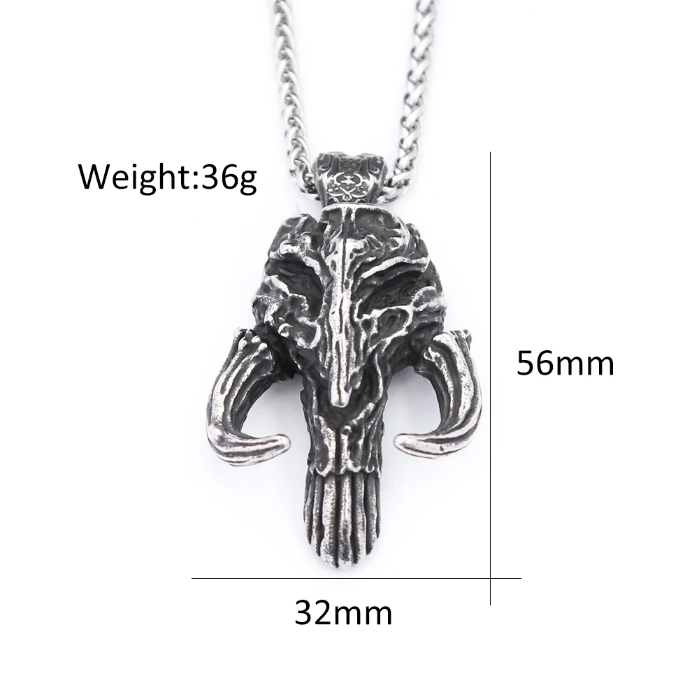 Vintage 316L Stainless Steel Black Mandalorian Pendant Necklaces For Men Gothic Punisher Skull Mask Necklace Biker Jewelry Gifts