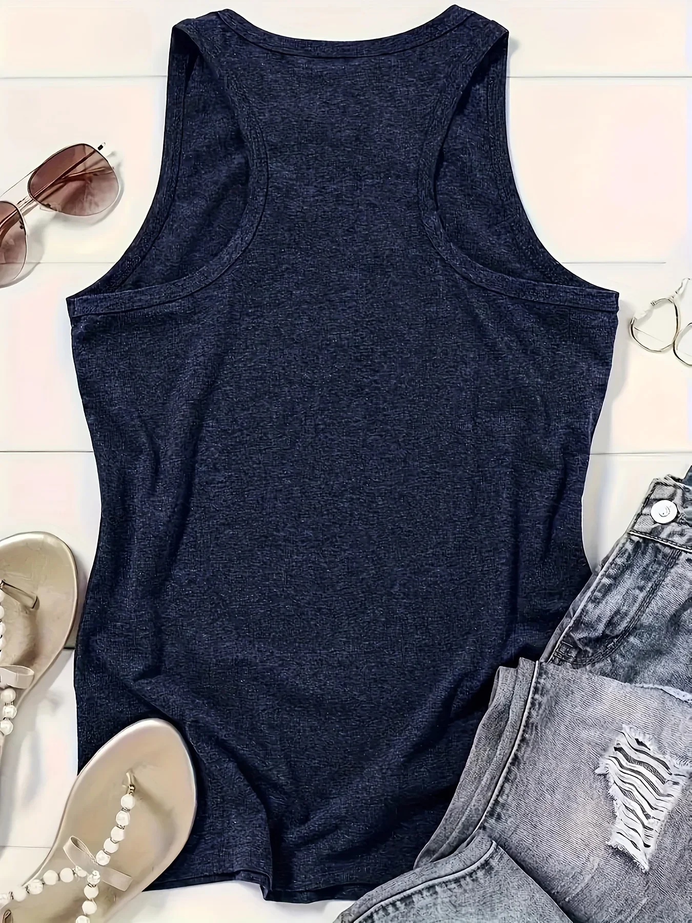 Tape & Letter Print Tank Top, Casual Sleeveless Tank Top For Summer, Women's Clothing