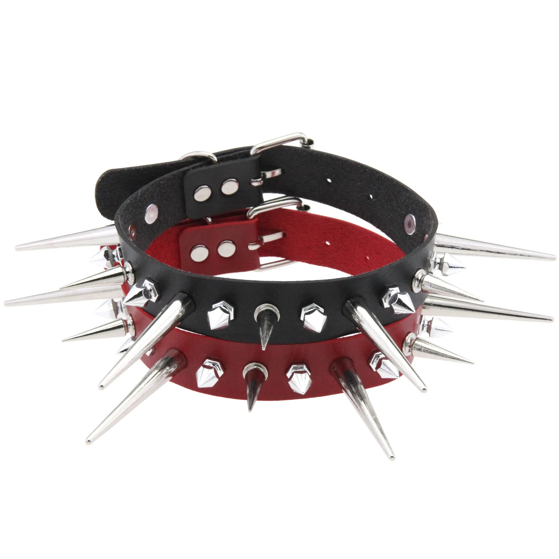 Big Spiked Choker Punk Rock Leather Collar For Women Metal Goth Necklace Jewelry Alternative Fashion Festival  Accessory