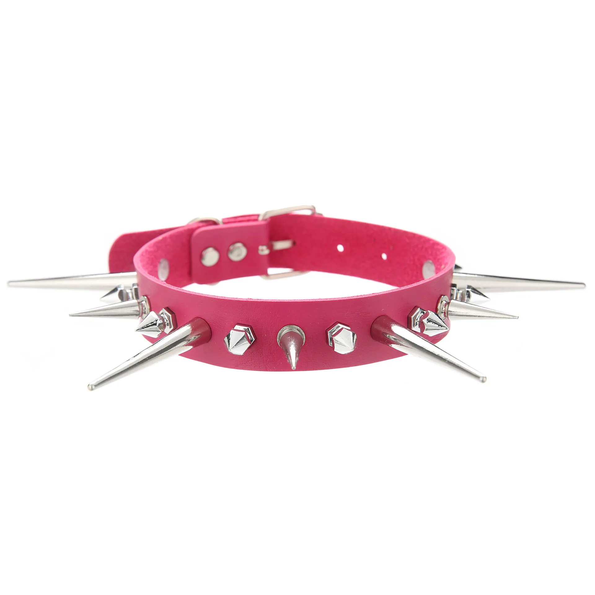 Big Spiked Choker Punk Rock Leather Collar For Women Metal Goth Necklace Jewelry Alternative Fashion Festival  Accessory