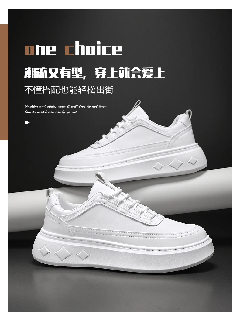 Fashion White Men Casual Sneakers Outdoor Platform Runing Shoes Breathable Men Sport Shoes Light Walking Shoes Heightening Shoes