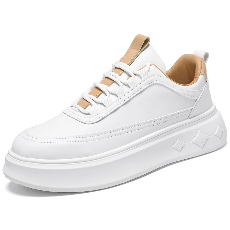 Fashion White Men Casual Sneakers Outdoor Platform Runing Shoes Breathable Men Sport Shoes Light Walking Shoes Heightening Shoes