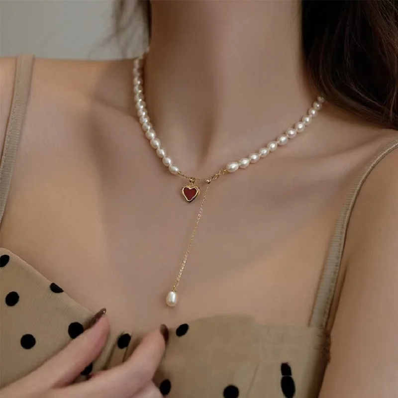 100% Natural Freshwater Pearl Romantic Love Heart Female Jewelry Set For Women Necklace Bracelet Birthday Gifts No Fade Cheap