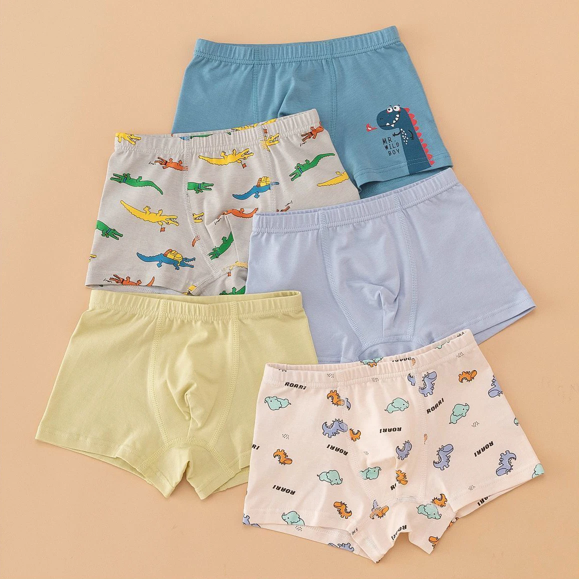Children's Underwear Cotton Boxer Shorts for Boys and Teenagers Boxer Shorts 5-Pack
