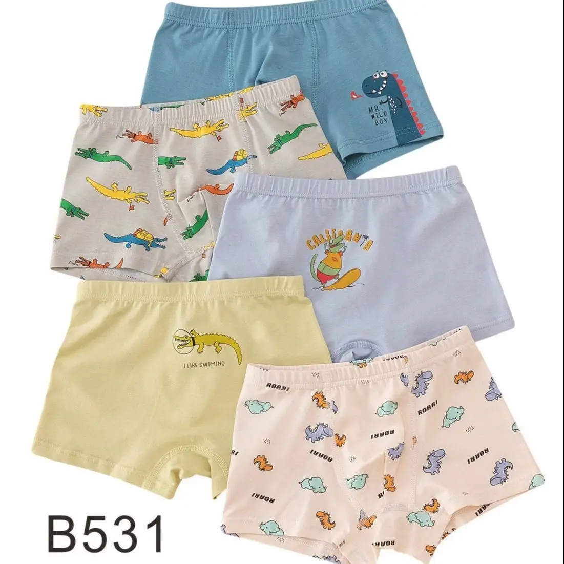 Children's Underwear Cotton Boxer Shorts for Boys and Teenagers Boxer Shorts 5-Pack