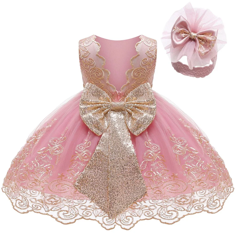 Baby Girls Princess Dress Baby Baptism Dress Toddler Easter Costume Children Evening Party Gown 2025 New Girl White Dress