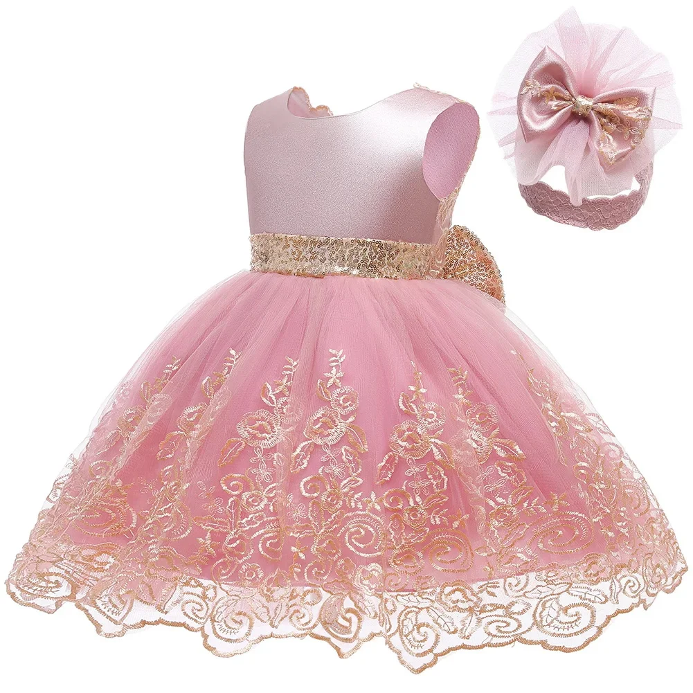 Baby Girls Princess Dress Baby Baptism Dress Toddler Easter Costume Children Evening Party Gown 2025 New Girl White Dress