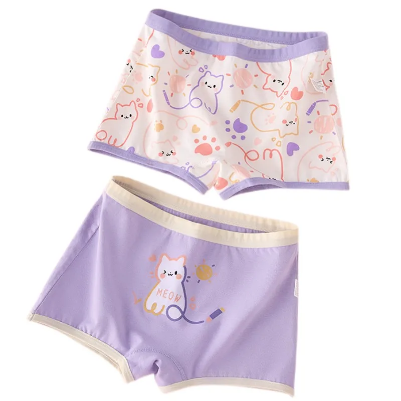4pcs Girl Cotton Bright Color Briefs Soft Breathable Underpants Girl Quality Underwear Size 85-165 Kids Healthy Panties