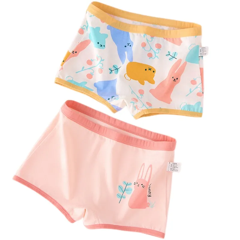 4pcs Girl Cotton Bright Color Briefs Soft Breathable Underpants Girl Quality Underwear Size 85-165 Kids Healthy Panties