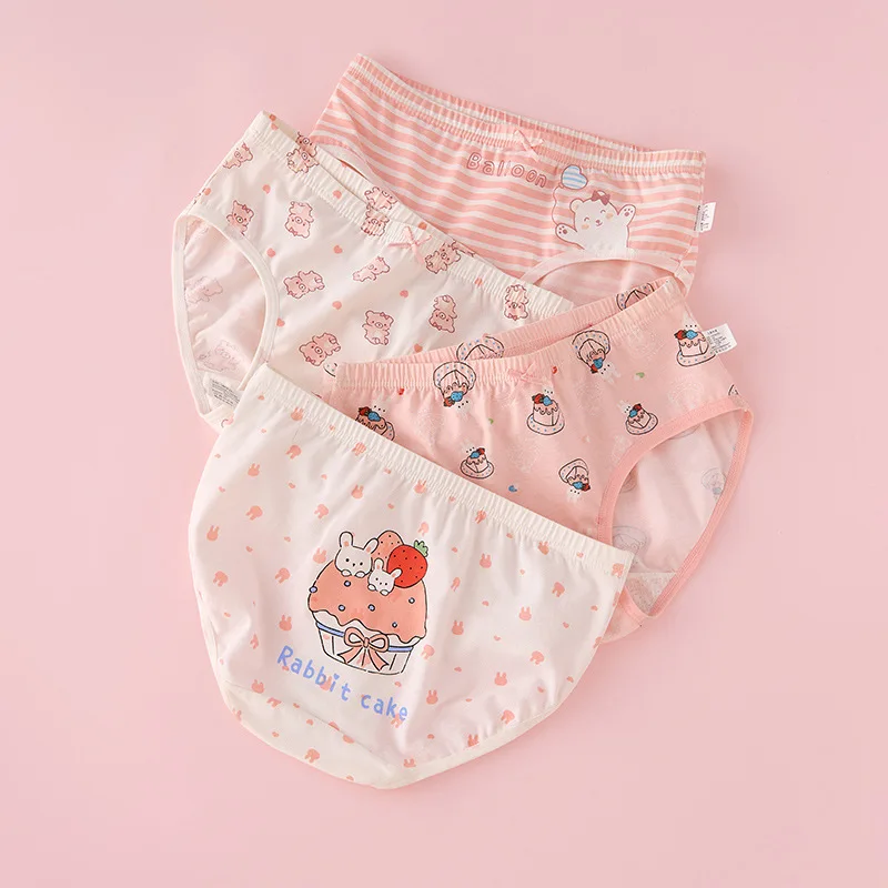 4pcs Girl Cotton Bright Color Briefs Soft Breathable Underpants Girl Quality Underwear Size 85-165 Kids Healthy Panties