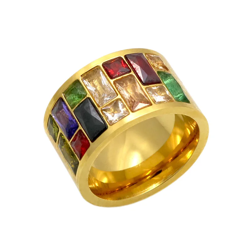 Multicolor Crystal For Women Anel 316L Stainless Steel Wedding Rings Female Rainbow Color Stone Anillo Fashion Jewelry