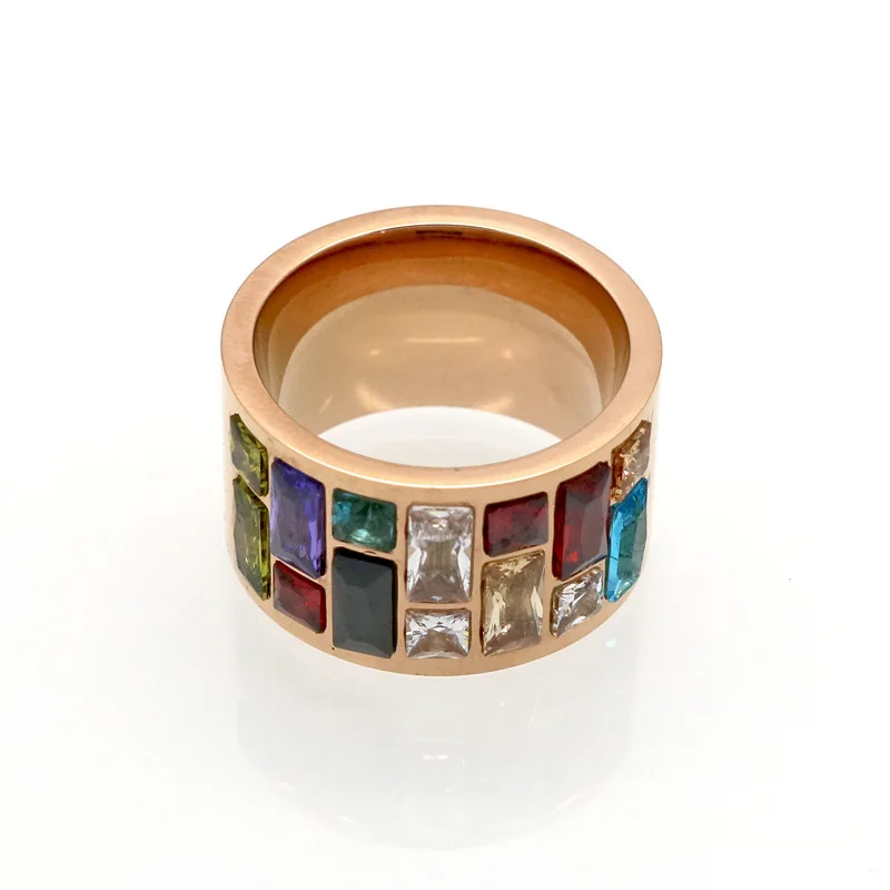 Multicolor Crystal For Women Anel 316L Stainless Steel Wedding Rings Female Rainbow Color Stone Anillo Fashion Jewelry