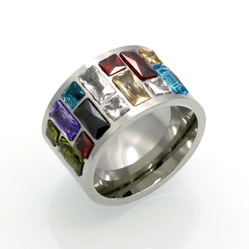 Multicolor Crystal For Women Anel 316L Stainless Steel Wedding Rings Female Rainbow Color Stone Anillo Fashion Jewelry