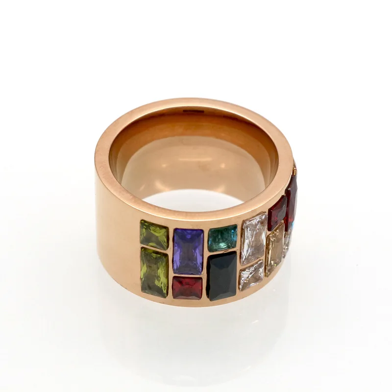 Multicolor Crystal For Women Anel 316L Stainless Steel Wedding Rings Female Rainbow Color Stone Anillo Fashion Jewelry