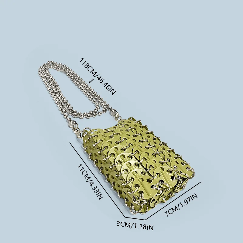 New Metal Silver Shining Trendy Phone Lipstick Bag Chain Strap Single Shoulder Crossbody Small Bag for Women