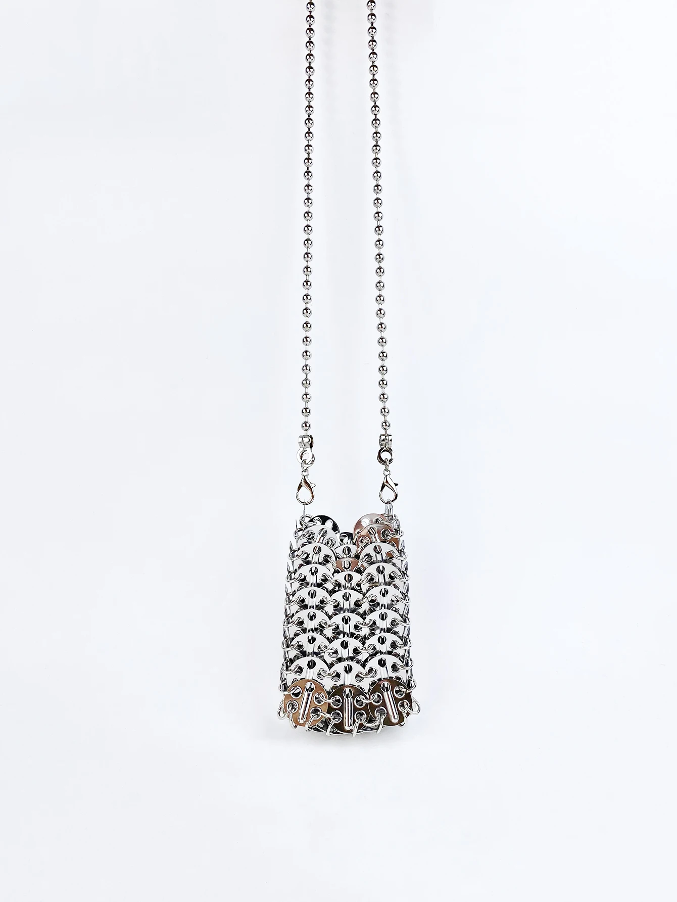 New Metal Silver Shining Trendy Phone Lipstick Bag Chain Strap Single Shoulder Crossbody Small Bag for Women