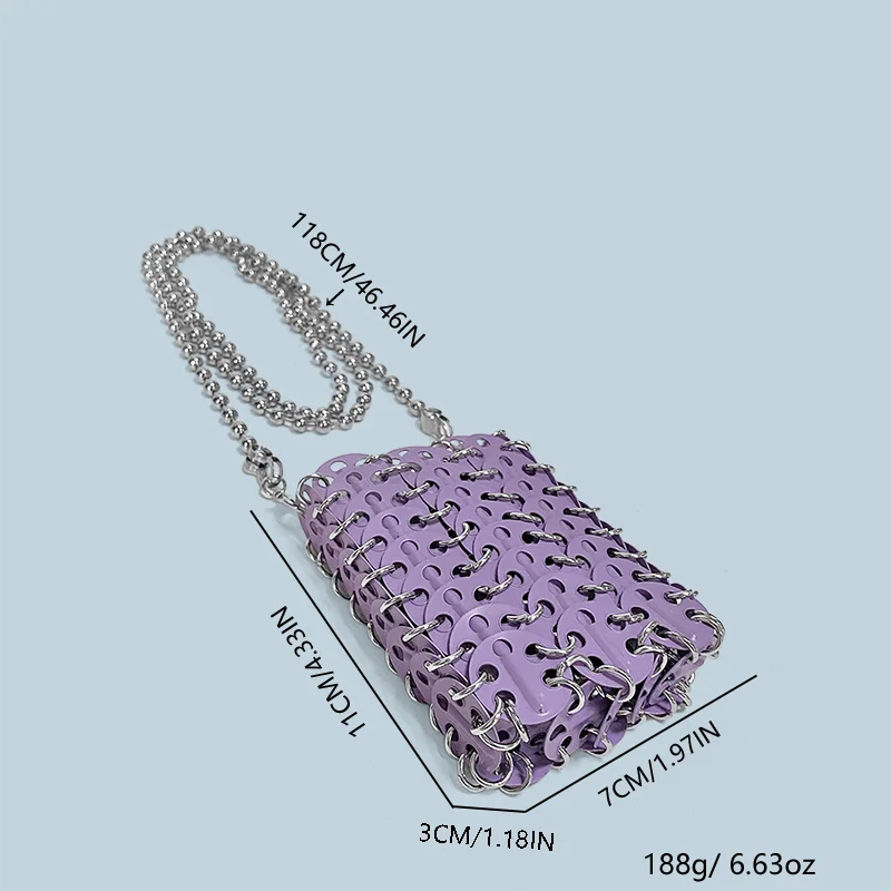 New Metal Silver Shining Trendy Phone Lipstick Bag Chain Strap Single Shoulder Crossbody Small Bag for Women