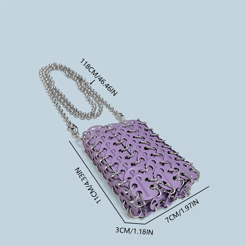 New Metal Silver Shining Trendy Phone Lipstick Bag Chain Strap Single Shoulder Crossbody Small Bag for Women