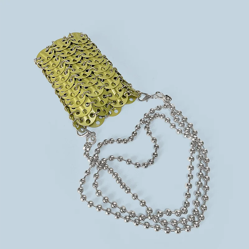 New Metal Silver Shining Trendy Phone Lipstick Bag Chain Strap Single Shoulder Crossbody Small Bag for Women