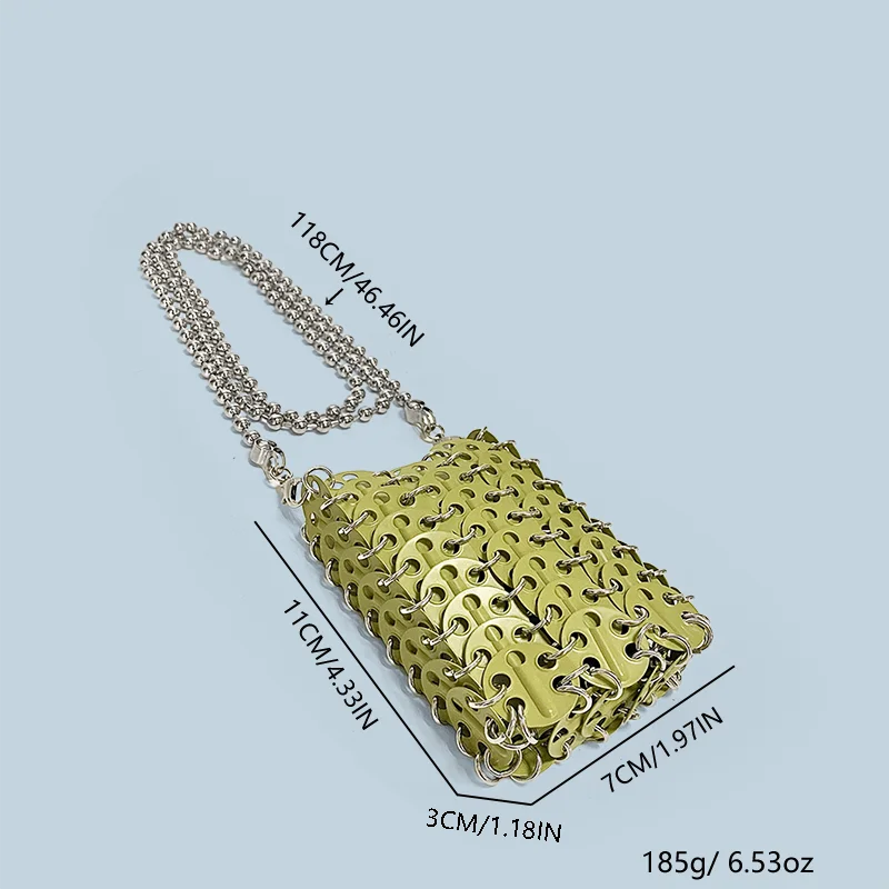 New Metal Silver Shining Trendy Phone Lipstick Bag Chain Strap Single Shoulder Crossbody Small Bag for Women